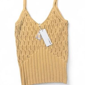 Minnie Rose Tan Ribbed Camisole Top New With Tags Size XS